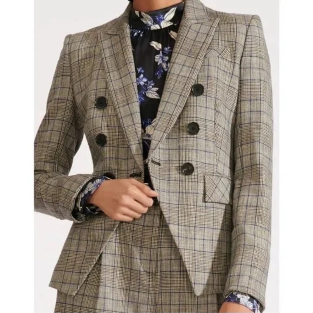 $698 Veronica Beard Gray/Grey Plaid Miller Dickey Blazer Jacket - Size 0 - Picture 5 of 16